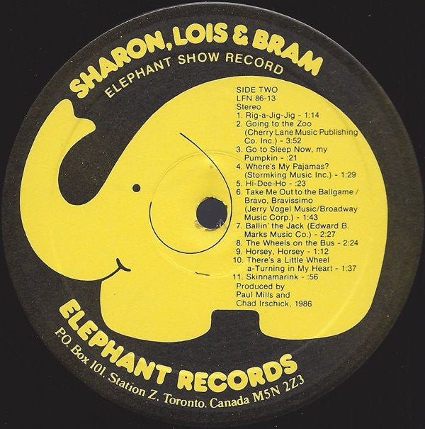 Sharon, Lois & Bram : Sharon, Lois & Bram's Elephant Show Record (LP, Album)