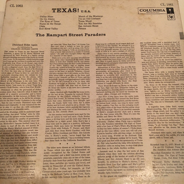 The Rampart Street Paraders : Texas U.S.A. (LP, Mon)