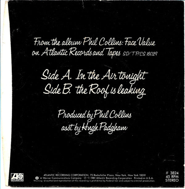 Phil Collins : In The Air Tonight (7", SP )