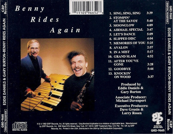 Eddie Daniels And Gary Burton : Benny Rides Again (CD, Album)