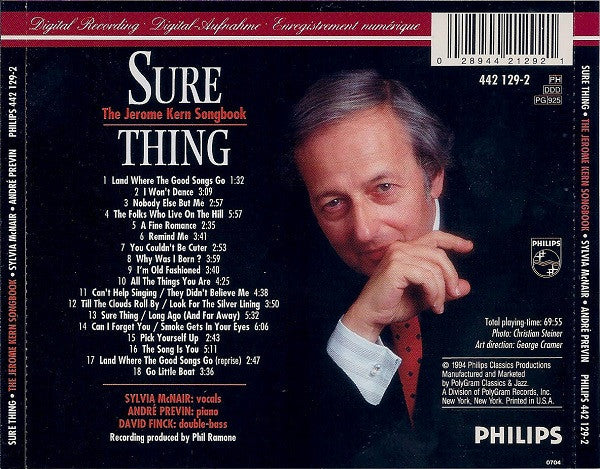 Sylvia McNair, André Previn, David Finck : Sure Thing: The Jerome Kern Songbook (CD, Album)