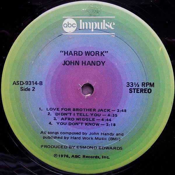 John Handy : Hard Work (LP, Album, Kee)