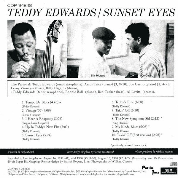 Teddy Edwards : Sunset Eyes (CD, Album, Ltd, RE)