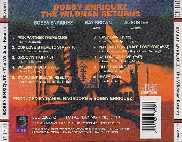 Bobby Enriquez With Ray Brown & Al Foster : The Wildman Returns (CD, Album)