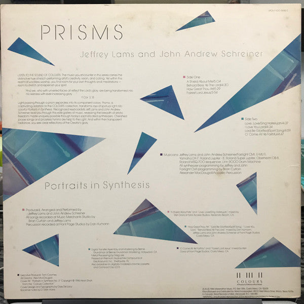 Jeff Lams And John Andrew Schreiner : Prisms (Portraits In Synthesis) (LP, Album)