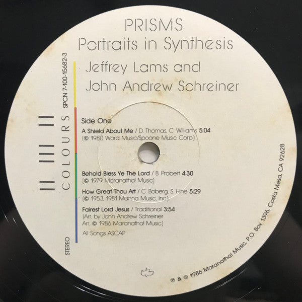 Jeff Lams And John Andrew Schreiner : Prisms (Portraits In Synthesis) (LP, Album)