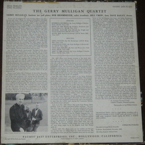 Gerry Mulligan Quartet : Recorded In Boston At Storyville (LP, Album, Mono)