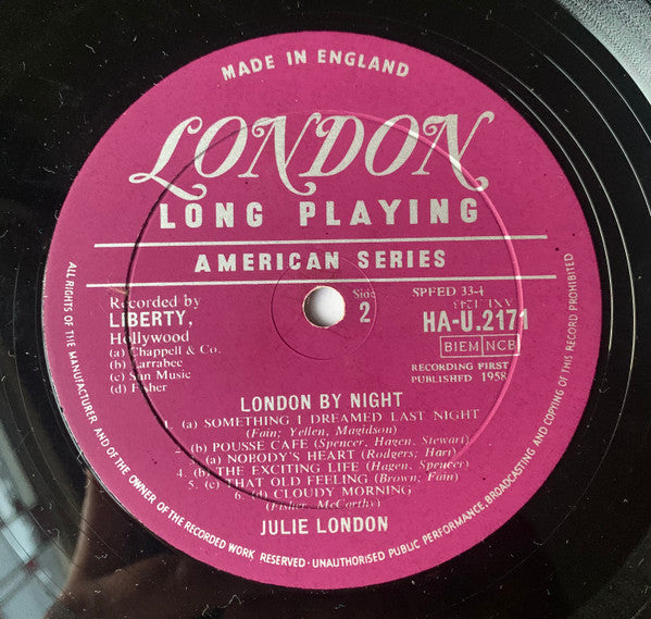 Julie London With Pete King And His Orchestra : London By Night (LP, Album, Mono)