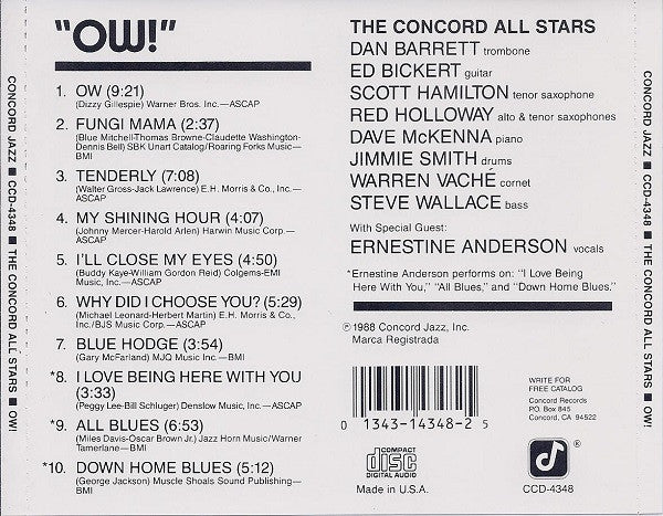 The Concord All Stars With Special Guest Ernestine Anderson : Ow! (CD, Album)