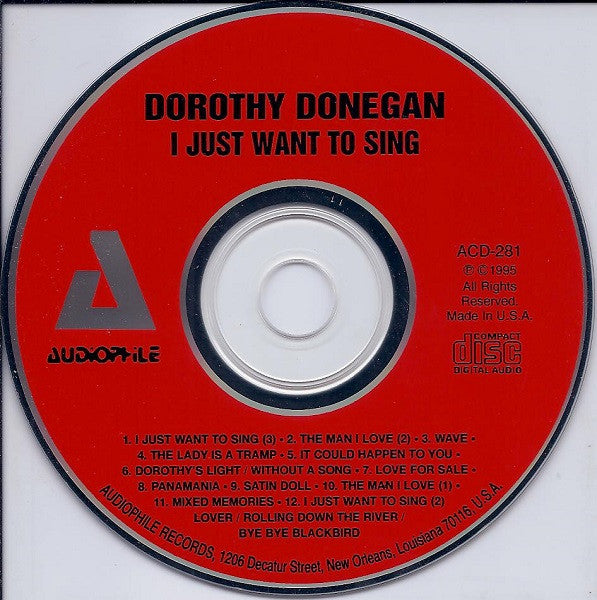 Dorothy Donegan : I Just Want To Sing (CD, Album)