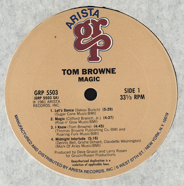 Tom Browne : Magic (LP, Album, Pit)