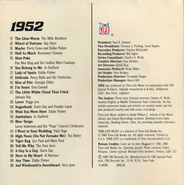 Various : Your Hit Parade 1952 (CD, Comp, RM)