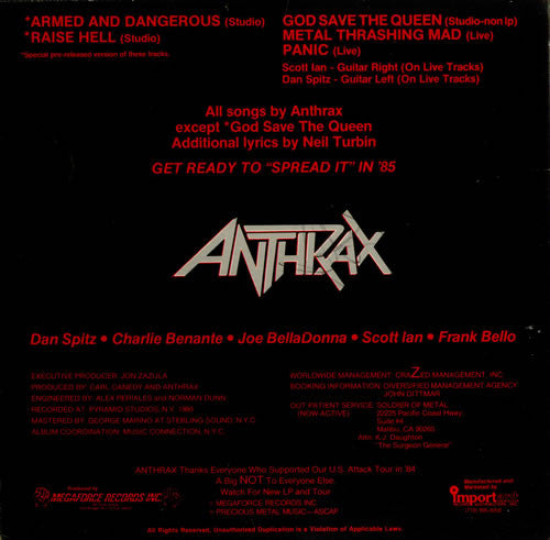 Anthrax : Armed And Dangerous (12", EP)