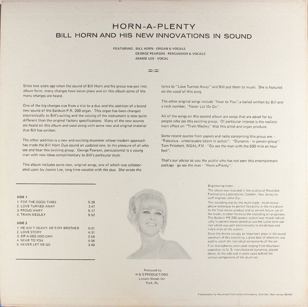 Bill Horn : Horn-A-Plenty: Bill Horn And His New Innovations In Sound (LP)