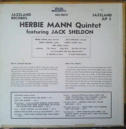 Herbie Mann Quintet & Jack Sheldon : Herbie Mann Quintet Featuring Jack Sheldon (LP, Album, Mono)