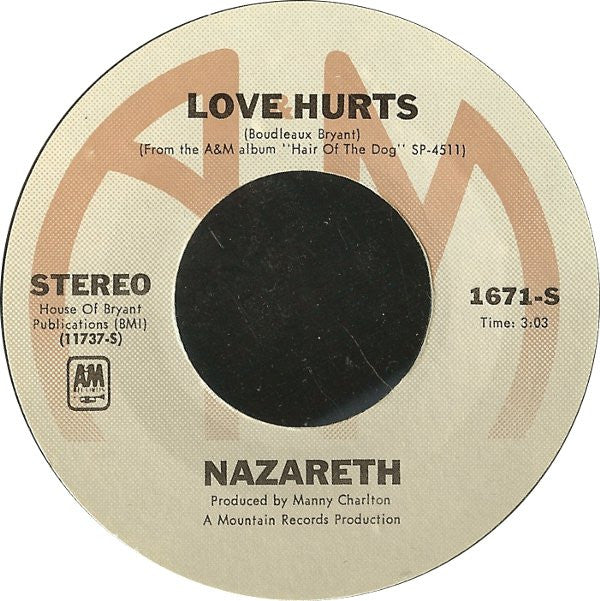 Nazareth (2) : Love Hurts / Hair Of The Dog (7", Single, Ter)