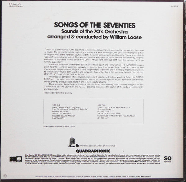 Sounds Of The 70's Orchestra : Songs Of The Seventies (LP, Quad, Ltd)