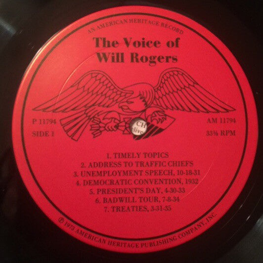 Will Rogers (2) : The Voice of Will Rogers (LP)