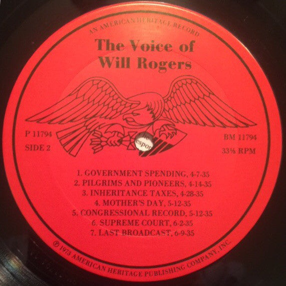 Will Rogers (2) : The Voice of Will Rogers (LP)