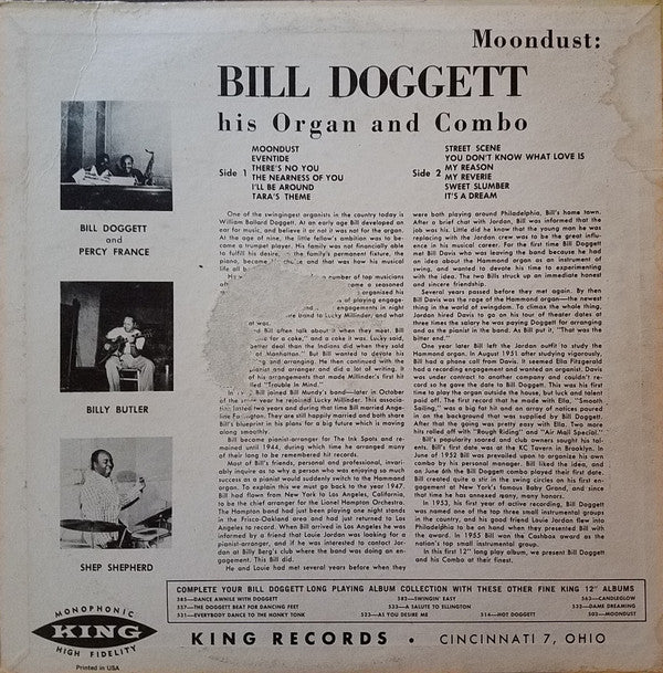 Bill Doggett : Moondust for Dancers in Love (LP, Album, Mono)