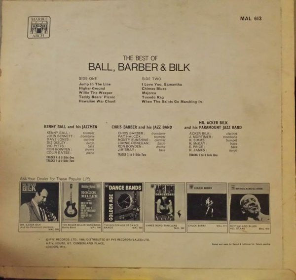 Kenny Ball, Chris Barber & Acker Bilk : The Best Of Ball, Barber & Bilk (LP, Comp, Mono)