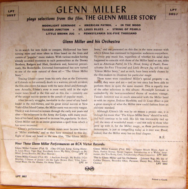 Glenn Miller : Glenn Miller Plays Selections From The Film "The Glenn Miller Story" (10", Comp)