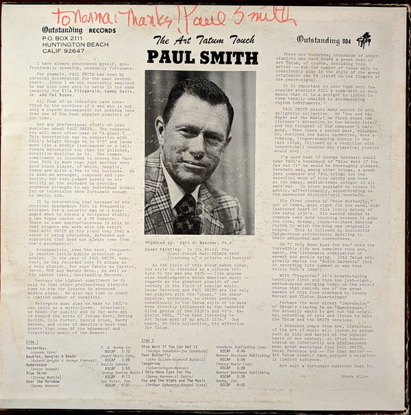 Paul Smith (5) : The Art Tatum Touch (LP, Album)