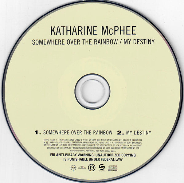 Katharine McPhee : Somewhere Over The Rainbow / My Destiny (CD, Single)