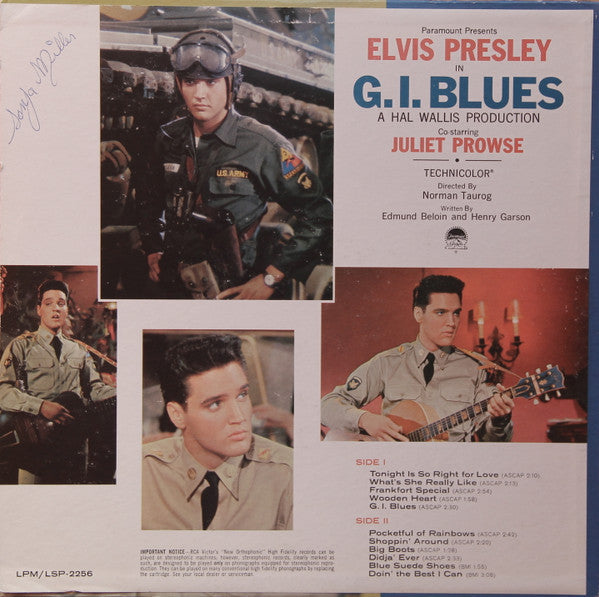 Elvis Presley : G. I. Blues (LP, Album, Mono, RP, Ind)