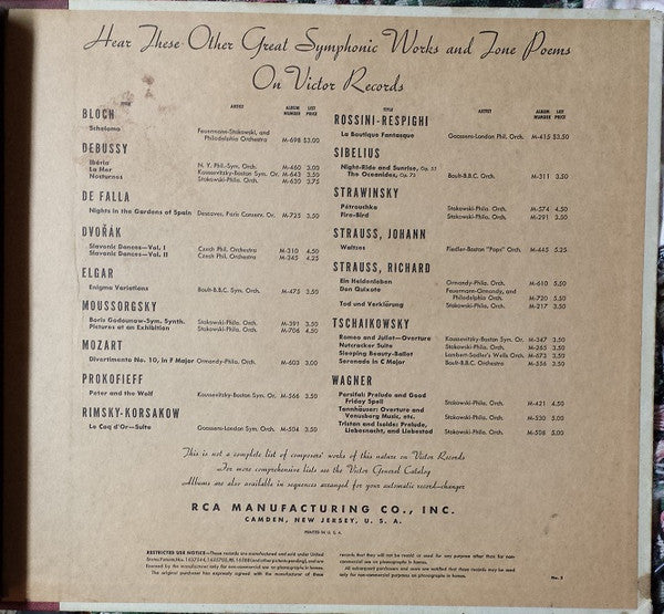 Boston Symphony Orchestra Conducted By Serge Koussevitzky : Bolero (2xShellac, 12", Album, RE, Ind)