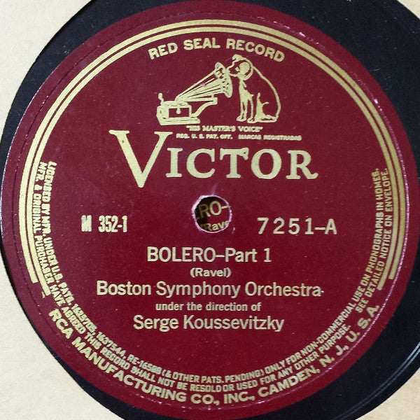 Boston Symphony Orchestra Conducted By Serge Koussevitzky : Bolero (2xShellac, 12", Album, RE, Ind)