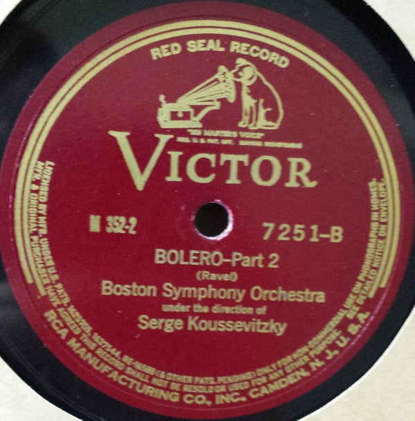 Boston Symphony Orchestra Conducted By Serge Koussevitzky : Bolero (2xShellac, 12", Album, RE, Ind)