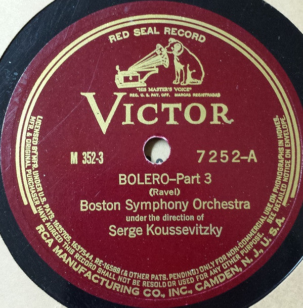 Boston Symphony Orchestra Conducted By Serge Koussevitzky : Bolero (2xShellac, 12", Album, RE, Ind)