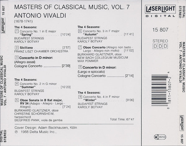 Antonio Vivaldi : Masters Of Classical Music, Vol.7: Vivaldi (CD, Comp, RE)