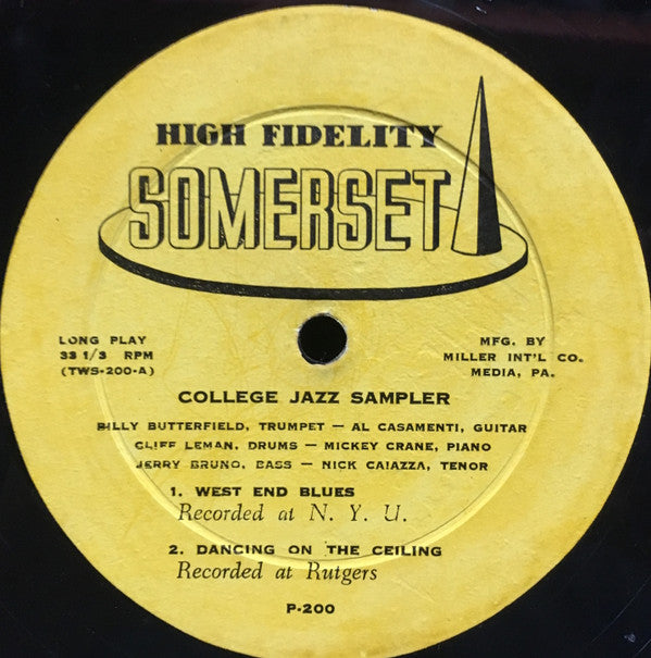 Billy Butterfield And The Essex Five : College Jazz Sampler (LP, Album, Mono)