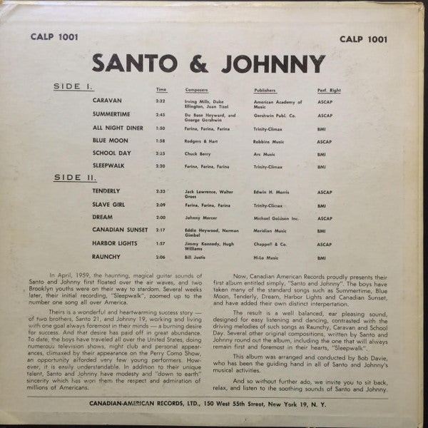 Santo & Johnny : Santo & Johnny (LP, Album, RP)