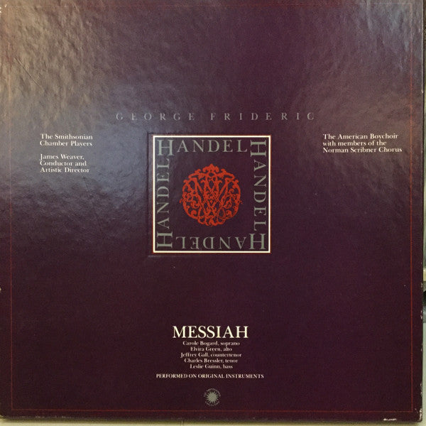 Georg Friedrich Händel − Smithsonian Chamber Orchestra, James Weaver, The American Boychoir With The Norman Scribner Choir : Messiah (3xLP + Box)