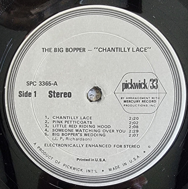 Big Bopper : Chantilly Lace (LP, Album, RE, Ele)