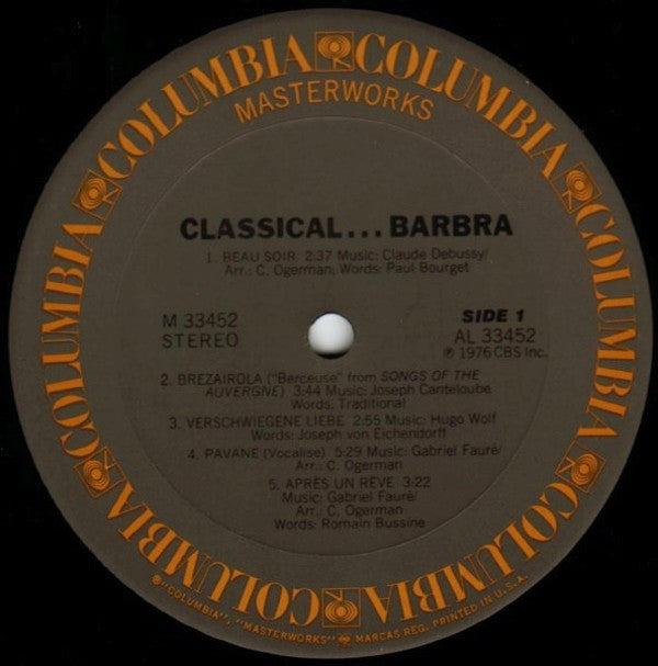 Barbra Streisand : Classical ... Barbra (LP, Album)