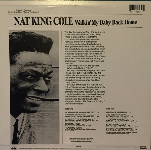 Nat King Cole : Walkin' My Baby Back Home (LP, Album, RE)