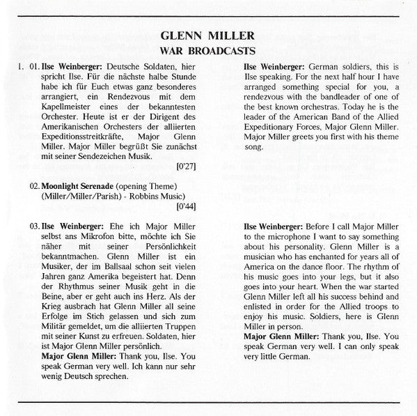 Glenn Miller : W.W. II Broadcasts (CD, Comp, Mono, RE)