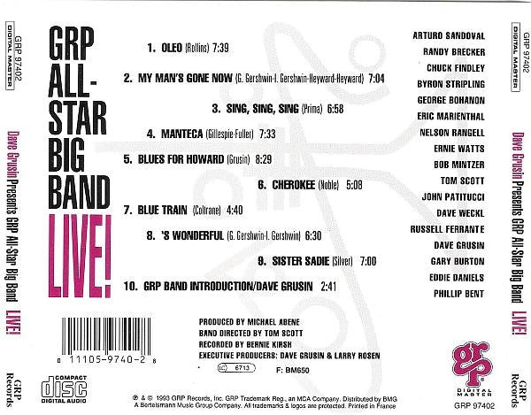 Dave Grusin Presents GRP All-Star Big Band : Live! (CD, Album, Promo)