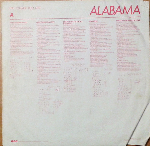 Alabama : The Closer You Get... (LP, Album, Ind)