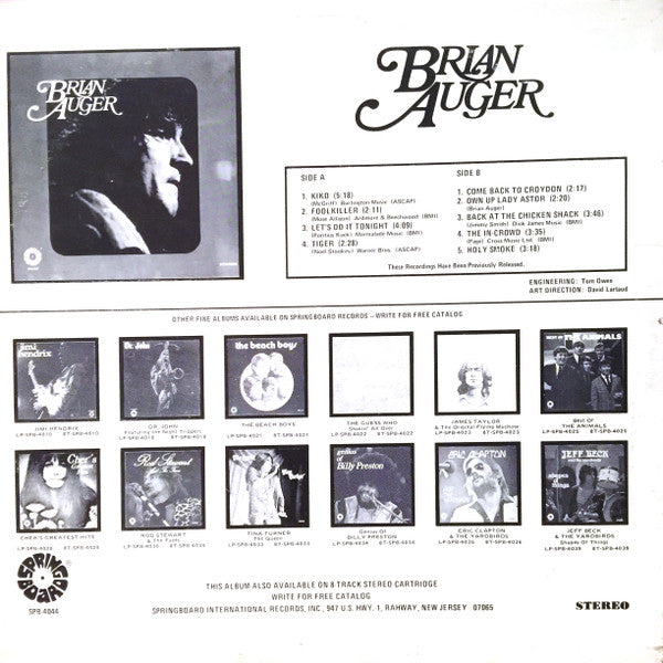 Brian Auger : Brian Auger (LP, Comp, RE)