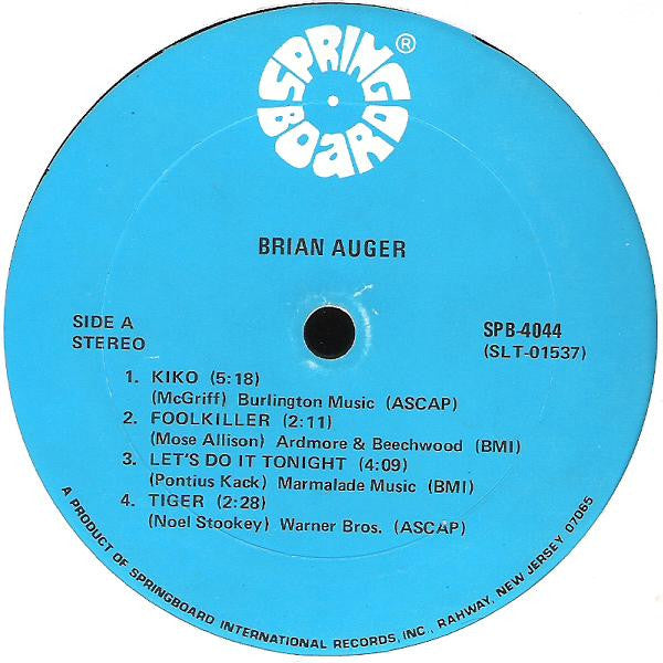 Brian Auger : Brian Auger (LP, Comp, RE)