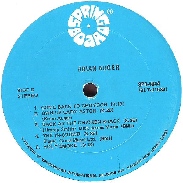 Brian Auger : Brian Auger (LP, Comp, RE)