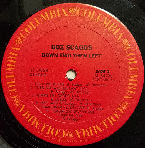 Boz Scaggs : Down Two Then Left (LP, Album, Ter)