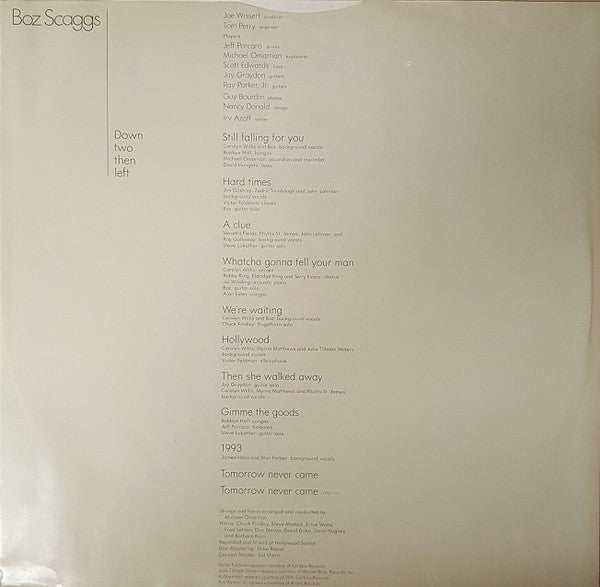 Boz Scaggs : Down Two Then Left (LP, Album, Ter)