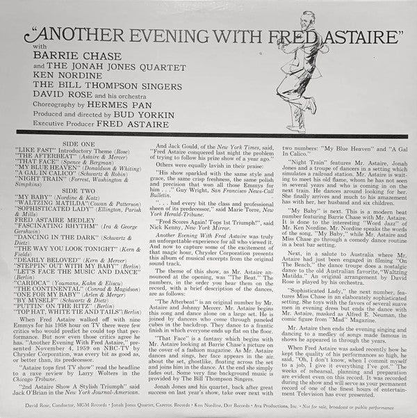 Fred Astaire : Another Evening With Fred Astaire (LP, Promo)