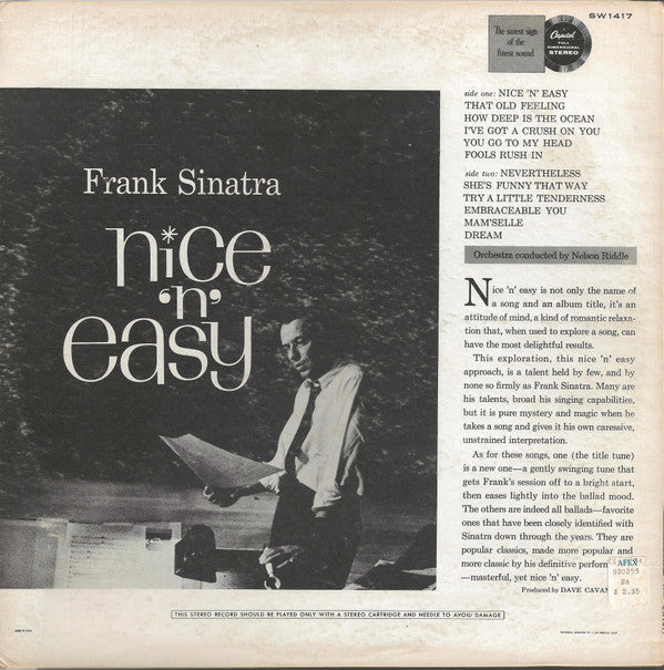 Frank Sinatra : Nice 'N' Easy (LP, Album, Scr)